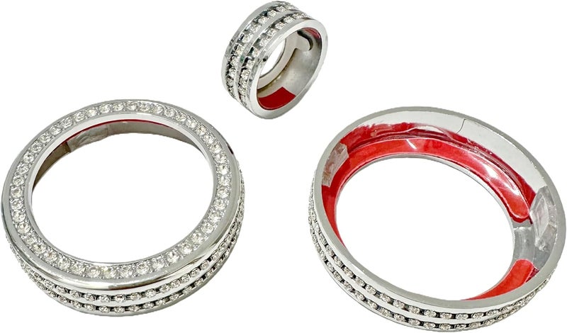 YUWATON Bling Rhinestone Cover Car Accessories Compatible with Lexus ES RX NX LM GX RZ 2023-2026 Car Interior Decoration Sticker (Silver, Air Conditioner knob Cover 3pcs) - Image 3